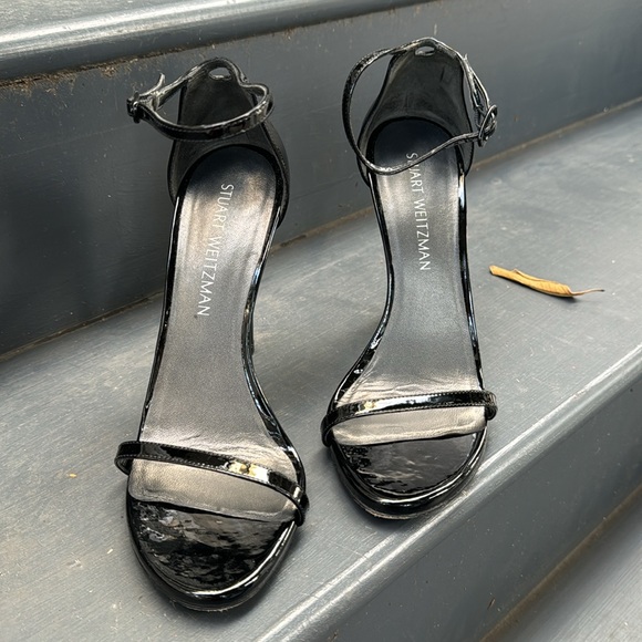 Stuart Weitzman Patent Leather Sky High Stiletto Heels 5 Inches Nudist - 8M - Picture 3 of 16